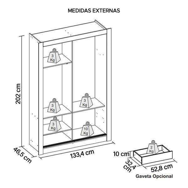 Imagem de Guarda Roupa Solteiro 2 Portas 2 Gavetas Preto New Glass