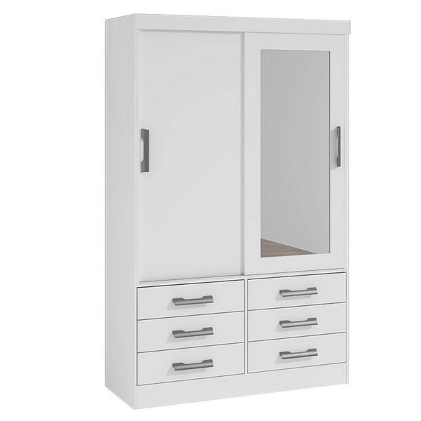 Imagem de Guarda Roupa Solteiro 2 Portas 6 Gavetas Meridian Plus D'Doro Móveis Branco