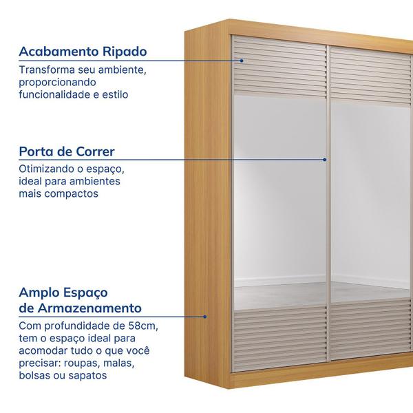 Imagem de Guarda-roupa Solteiro 2 Portas com Espelho Samambaia Cabecasa Madeiramadeira