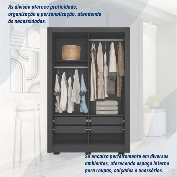 Imagem de Guarda Roupa Solteiro 2 Portas com Espelhos 4 Gavetas e Pés Quito Espresso Móveis