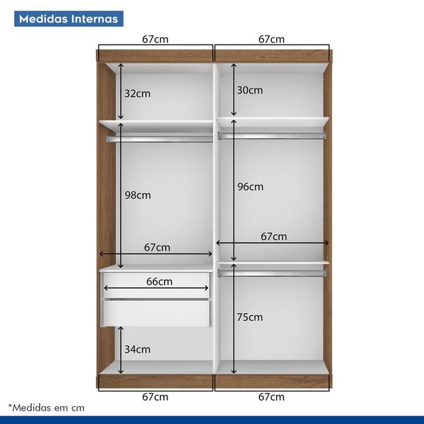 Imagem de Guarda Roupa Solteiro 2 Portas de Correr 2 Gavetas e 3 Espelhos Salvador Plus Minastex