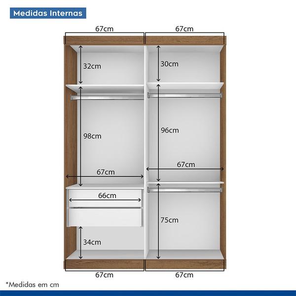 Imagem de Guarda Roupa Solteiro 2 Portas de Correr 2 Gavetas e 6 Espelhos Salvador Top Minastex