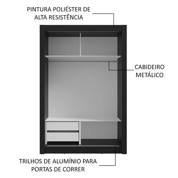 Imagem de Guarda-Roupa Solteiro 2 Portas de Correr 2 Gavetas Vivare Madesa