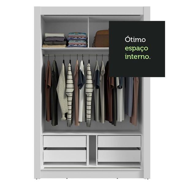 Imagem de Guarda-Roupa Solteiro 2 Portas de Correr 4 Gavetas Branco/Cinza Vivare Plus Madesa