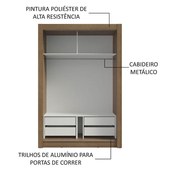 Imagem de Guarda-Roupa Solteiro 2 Portas de Correr 4 Gavetas Rustic Vivare Plus Madesa