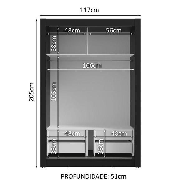 Imagem de Guarda-Roupa Solteiro 2 Portas de Correr 4 Gavetas Vivare Plus Madesa