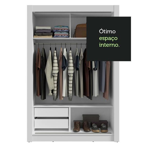 Imagem de Guarda-Roupa Solteiro 2 Portas de Correr com Espelho 2 Gavetas Branco/Preto Vivare Madesa