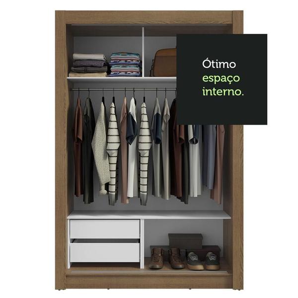 Imagem de Guarda-Roupa Solteiro 2 Portas de Correr com Espelho 2 Gavetas Rustic/Branco Vivare Madesa