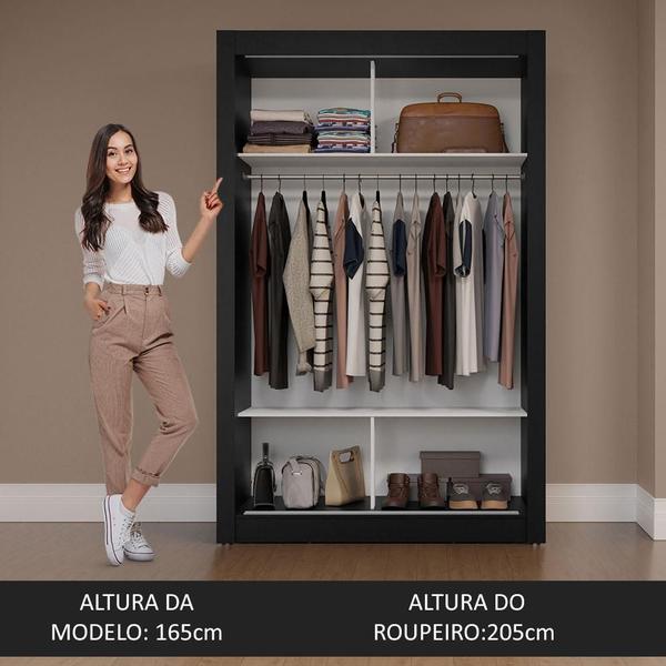 Imagem de Guarda-Roupa Solteiro 2 Portas de Correr com Espelho Preto/Rustic Milano Madesa