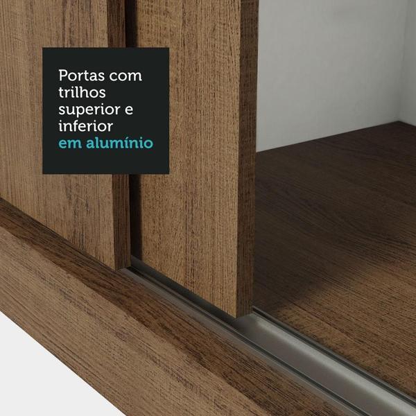 Imagem de Guarda-Roupa Solteiro 2 Portas de Correr com Espelho Rustic Milano Madesa