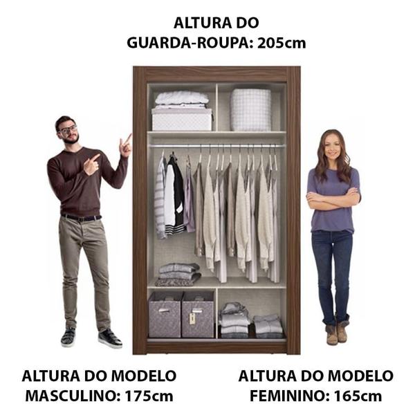 Imagem de Guarda-Roupa Solteiro 2 Portas de Correr Édez Fig, Nogueira