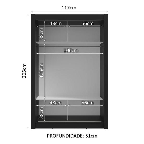 Imagem de Guarda-Roupa Solteiro 2 Portas de Correr Milano Madesa