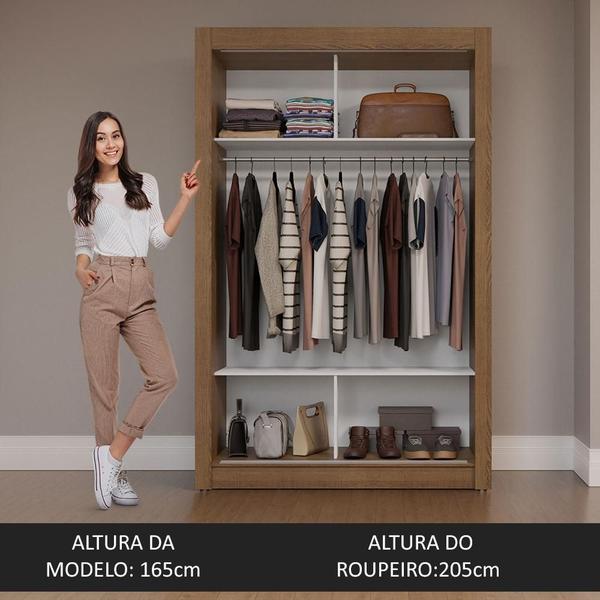 Imagem de Guarda-Roupa Solteiro 2 Portas de Correr Rustic/Branco Milano Madesa