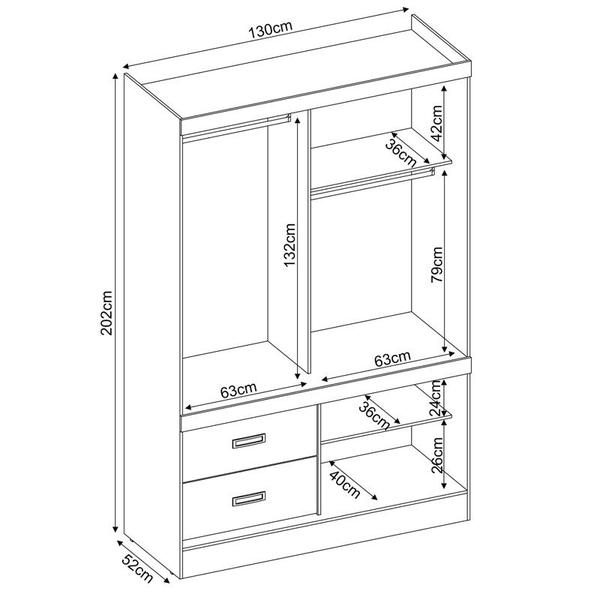 Imagem de Guarda Roupa Solteiro 2 Portas Estilo II 22520 Branco Rosa Flex Demóbile