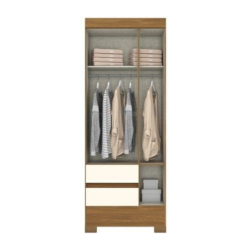 Imagem de Guarda Roupa Solteiro 3 Portas 2 Gavetas BS05 Nature/Off White- Briz