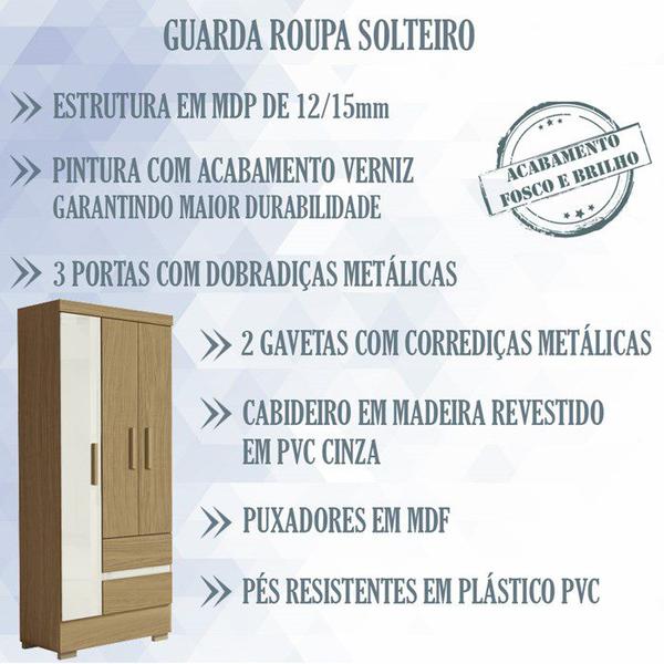 Imagem de Guarda Roupa Solteiro 3 Portas 2005132 Atacama Off White ARMoveis