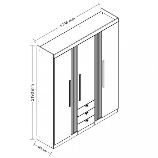 Imagem de Guarda Roupa Solteiro 3 Portas 3 Gavetas Ripado Aurora Santos Andirá