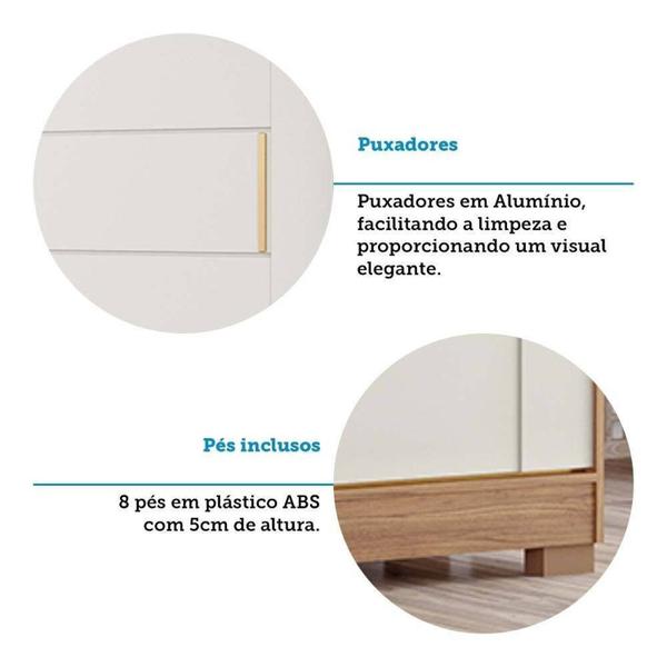 Imagem de Guarda-roupa Solteiro 3 Portas de Correr 3 Gavetas com Espelhos 100% Mdf Dubai Espresso Móveis