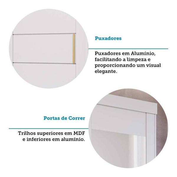 Imagem de Guarda-roupa Solteiro 3 Portas de Correr 3 Gavetas sem Pés 100% Mdf Dubai Espresso Móveis