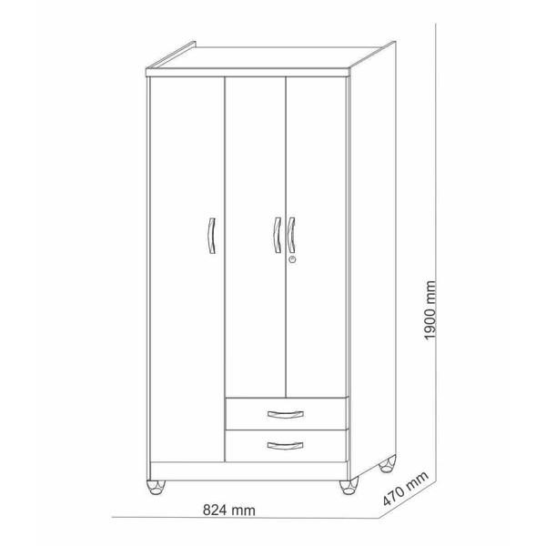 Imagem de Guarda Roupa Solteiro 3 Portas Line 1001480 Imbuia Rustico Vila Rica