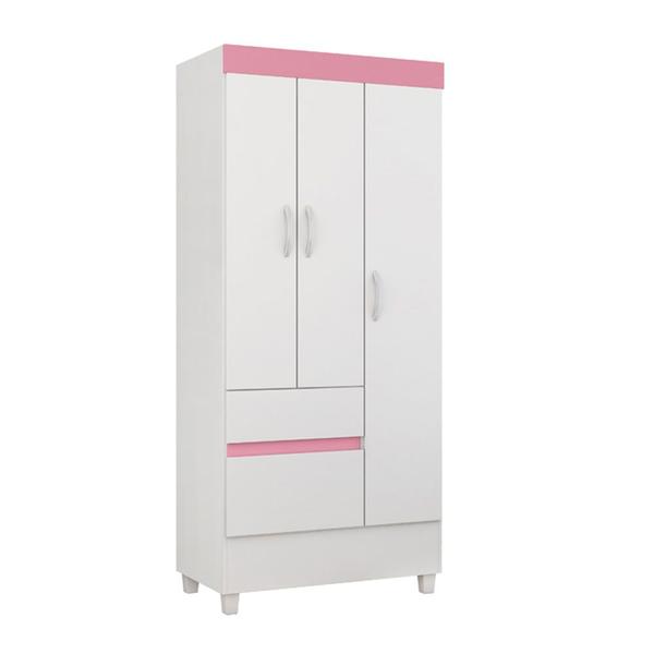 Imagem de Guarda Roupa Solteiro 3 Portas Wind 32860 Branco Rosa Flex Demóbile