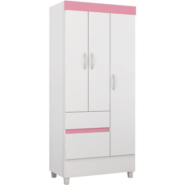 Imagem de Guarda Roupa Solteiro 3 Portas Wind Branco Rosa Demóbile