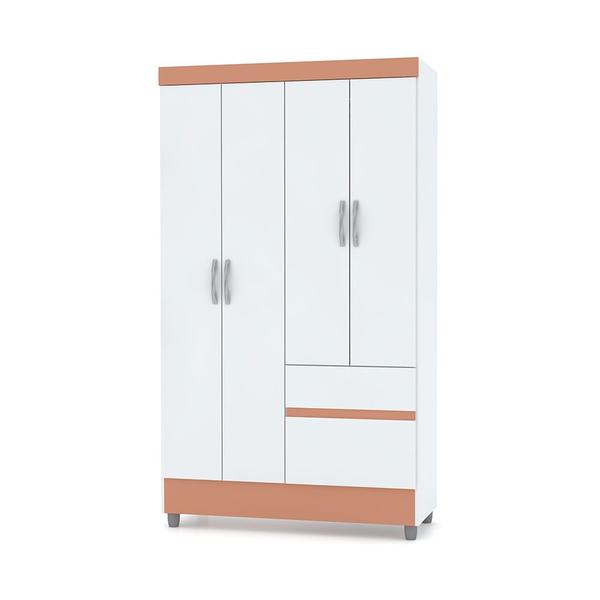 Imagem de Guarda Roupa Solteiro 4 Portas 102 cm Rio Plus Branco/Camarim - Pallazio