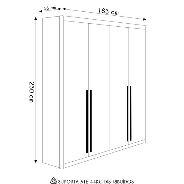 Imagem de Guarda Roupa Solteiro 4 Portas 183cm Dubai Nature/Alasca     - VLR MÓVEIS