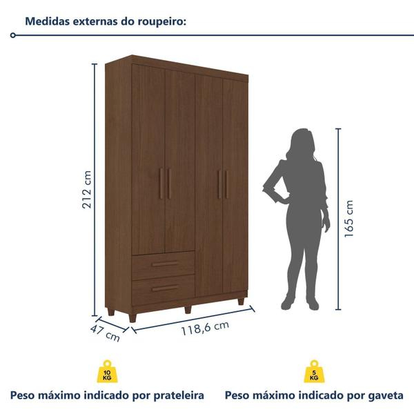 Imagem de Guarda Roupa Solteiro 4 Portas 2 Gavetas Califórnia