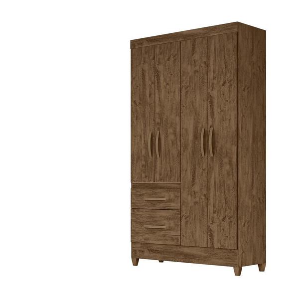 Imagem de Guarda Roupa Solteiro 4 portas 2 gavetas Castanho Wood Madri - Moval