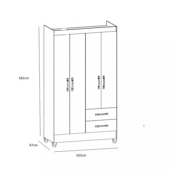 Imagem de Guarda Roupa Solteiro 4 Portas 2 Gavetas Chile Moval