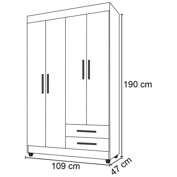 Imagem de Guarda Roupa Solteiro 4 Portas 2 Gavetas Lion - Móveis Leão