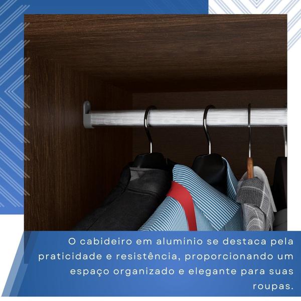 Imagem de Guarda-roupa Solteiro 4 Portas 3 Gavetas com Espelho com Pés Roma Espresso Móveis