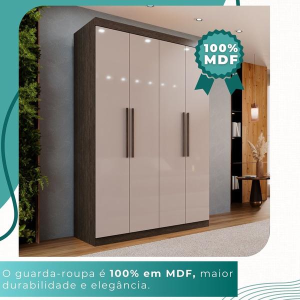 Imagem de Guarda-Roupa Solteiro 4 Portas 3 Gavetas Espanha - Mais Móveis