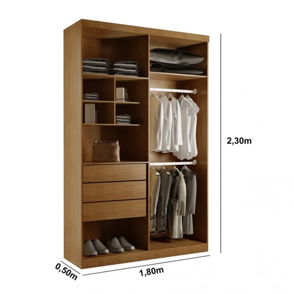 Imagem de Guarda-Roupa Solteiro 4 Portas 3 Gavetas MDF Amsterdã Rufato