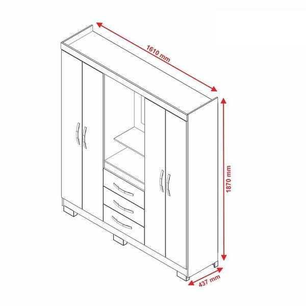 Imagem de Guarda Roupa Solteiro 4 Portas 3 Gavetas NT5015 Notável Móveis
