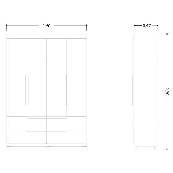 Imagem de Guarda Roupa Solteiro 4 Portas 4 gavetas e Cômoda Doble 8 Gavetas
