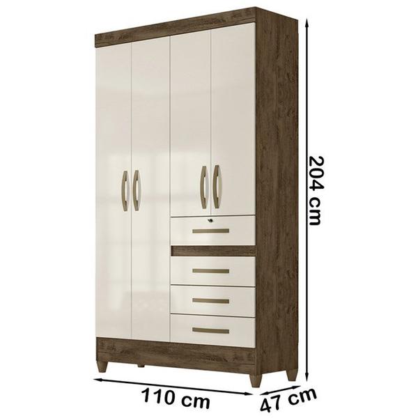 Imagem de Guarda Roupa Solteiro 4 Portas 8700 Castanho Wood Off White Moval