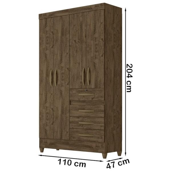 Imagem de Guarda Roupa Solteiro 4 Portas 8703 Castanho Wood Moval