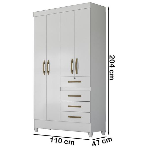 Imagem de Guarda Roupa Solteiro 4 Portas 8704 Branco Flex Moval