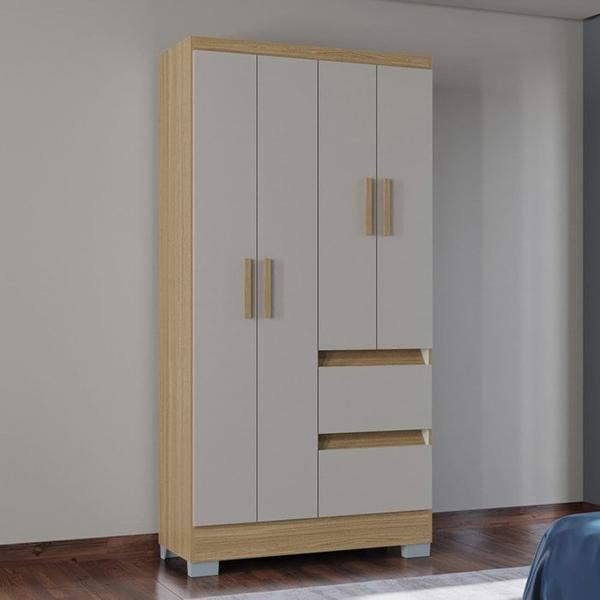 Imagem de Guarda Roupa Solteiro 4 Portas 91 cm 948 Damasco Off White POQQ