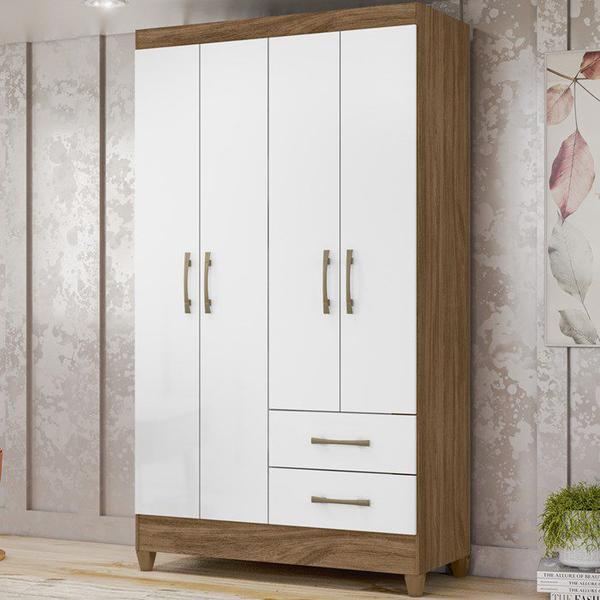 Imagem de Guarda Roupa Solteiro 4 Portas 9520 Naturale Branco Moval