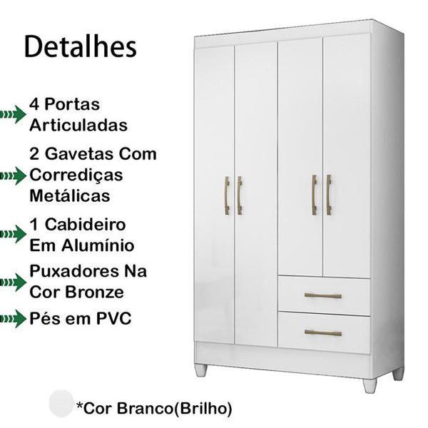 Imagem de Guarda Roupa Solteiro 4 Portas 9524 Branco Moval