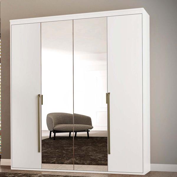 Imagem de Guarda Roupa Solteiro 4 Portas com Espelho 3 Gavetas MDF Originale Belmax