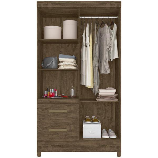 Imagem de Guarda Roupa Solteiro 4 Portas Com Espelho 8523 Castanho Wood Moval