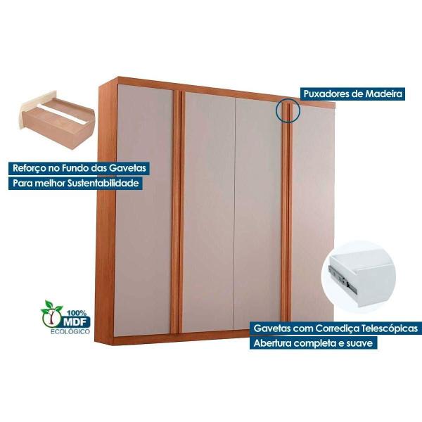 Imagem de Guarda Roupa Solteiro 4 Portas e 3 Gavetas c/ Pés Gales Naturale/Off White - Rufato