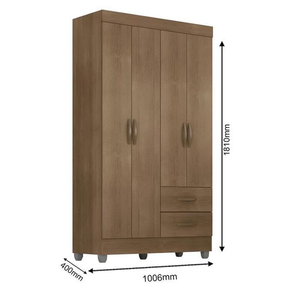 Imagem de Guarda Roupa Solteiro 4 Portas e Cômoda 4 Gavetas e 1 Porta Lite Carvalho Oak  Móveis Leão