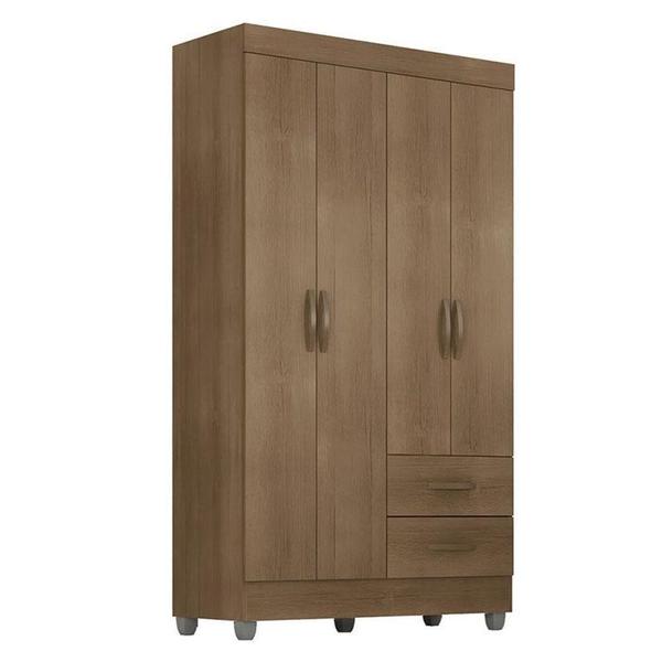 Imagem de Guarda Roupa Solteiro 4 Portas E Cômoda 4 Gavetas E 2 Portas Lite Carvalho Oak - Móveis Leão