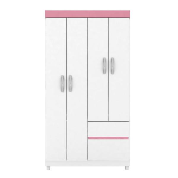 Imagem de Guarda roupa solteiro 4 portas Lotus 42060 Branco Rosa Flex Demóbile