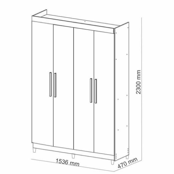 Imagem de Guarda Roupa Solteiro 4 Portas Palmas 1005980 Imbuia Rustico Vila Rica